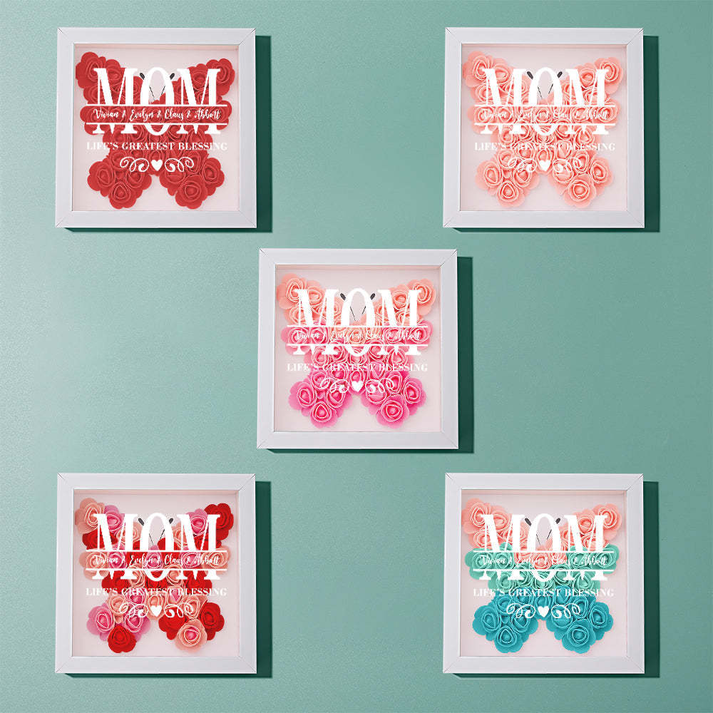 Custom Flower Shadow Box Personalized Name Flower Shadowbox Frame Mother's Day Gift-Blongser