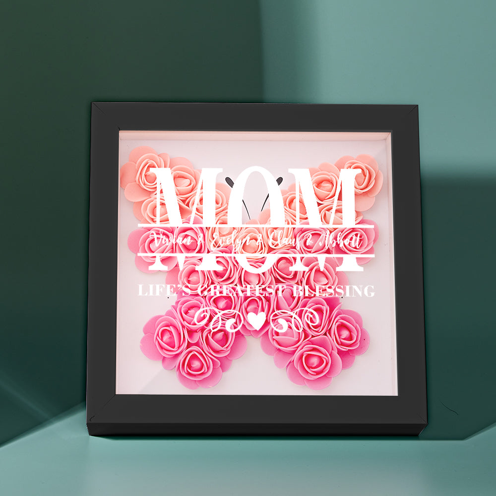 Custom Flower Shadow Box Personalized Name Flower Shadowbox Frame Mother's Day Gift-Blongser