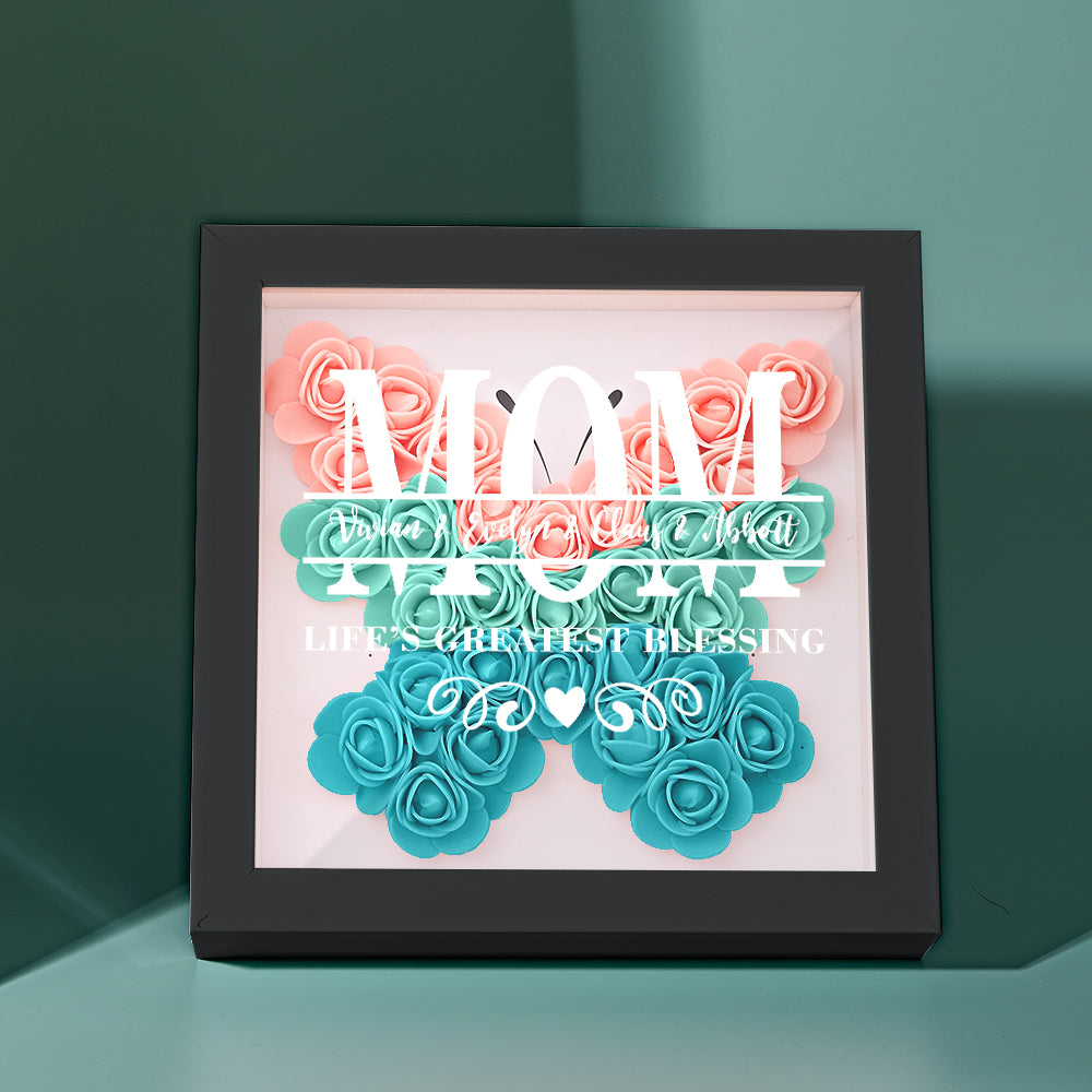 Custom Flower Shadow Box Personalized Name Flower Shadowbox Frame Mother's Day Gift-Blongser