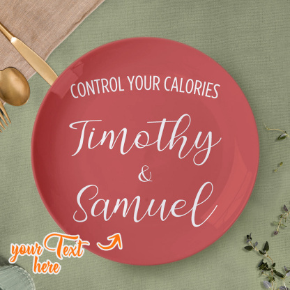 Control Your Calories Ceramic Plate Custom Name Dinner Plate Tableware-Blongser