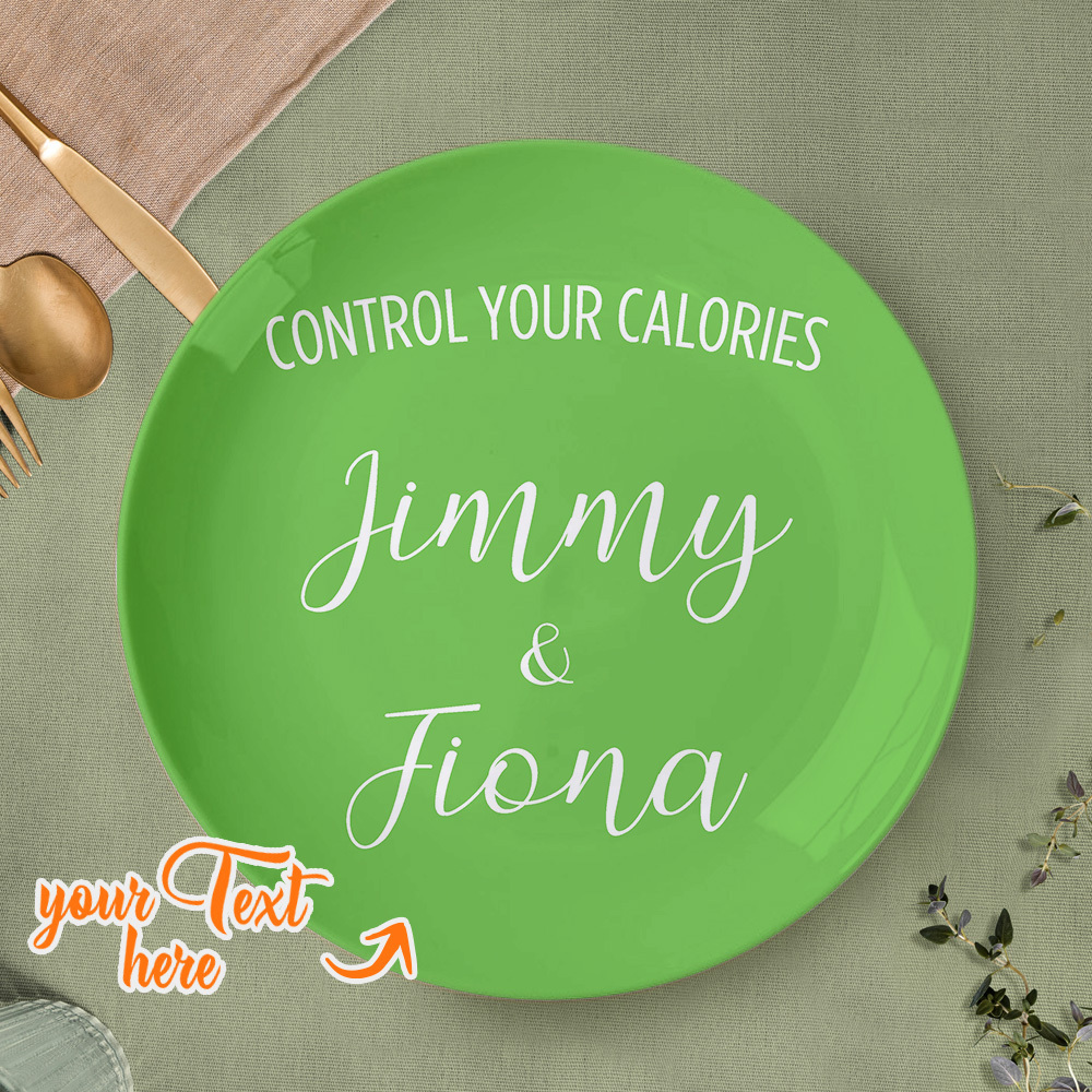 Control Your Calories Ceramic Plate Custom Name Dinner Plate Tableware-Blongser