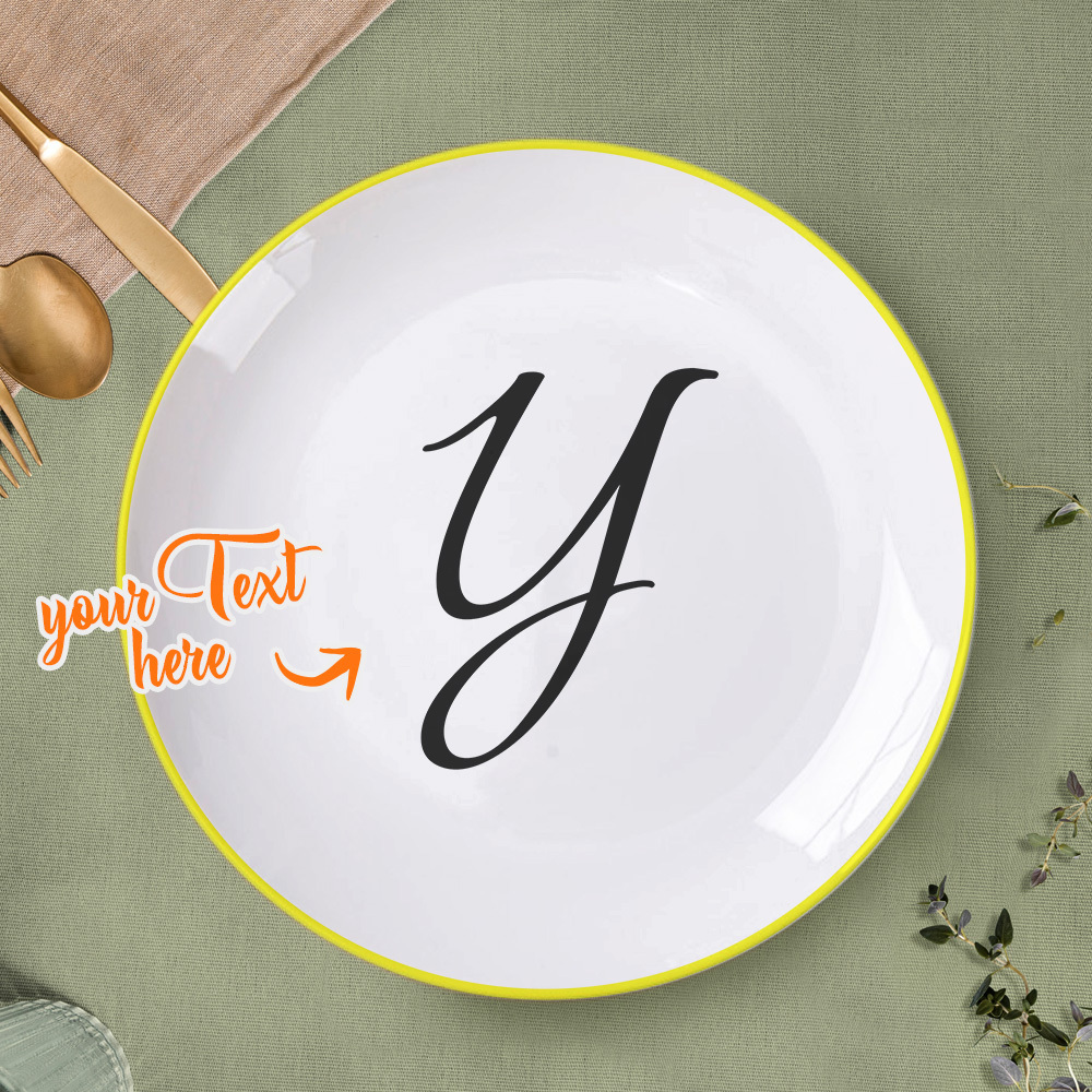 Personalized Letter Initial Ceramic Dinner Plate Tableware-Blongser