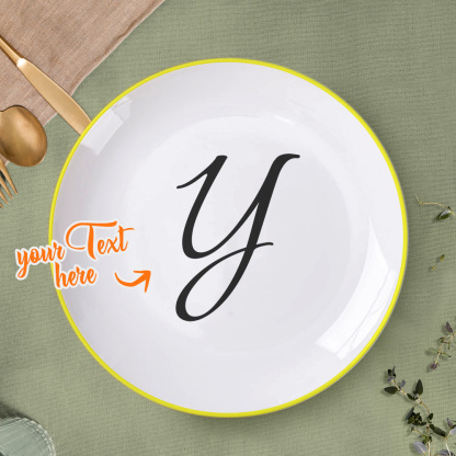 Personalized Letter Initial Ceramic Dinner Plate Tableware-Blongser