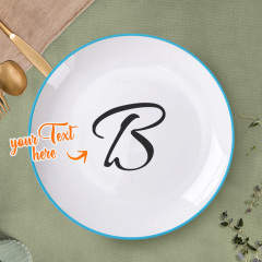 Personalized Letter Initial Ceramic Dinner Plate Tableware-Blongser