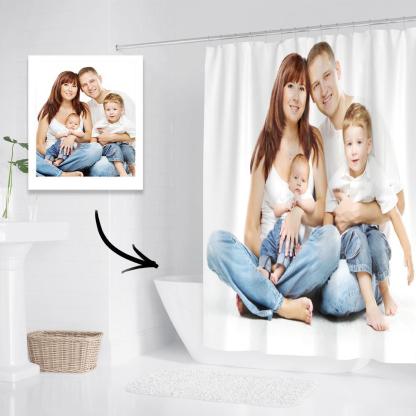 Custom Photo Shower Curtain Personalized Polyester Waterproof Backdrop - 6 Sizes-Blongser