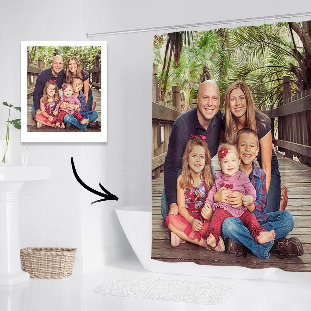 Custom Photo Shower Curtain Personalized Polyester Waterproof Backdrop - 6 Sizes-Blongser