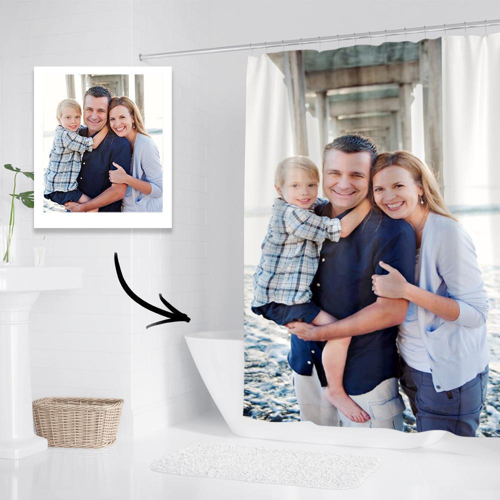 Custom Photo Shower Curtain Personalized Polyester Waterproof Backdrop - 6 Sizes-Blongser