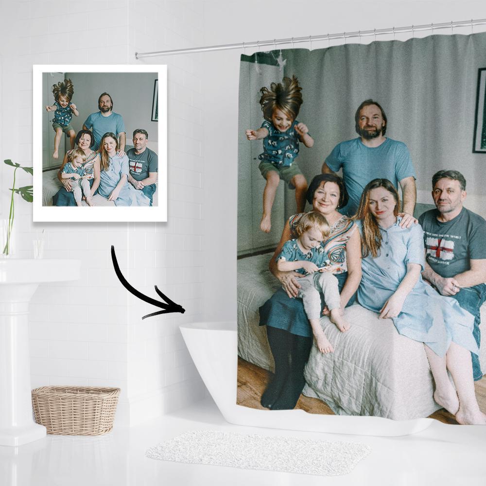 Custom Photo Shower Curtain Personalized Polyester Waterproof Backdrop - 6 Sizes-Blongser