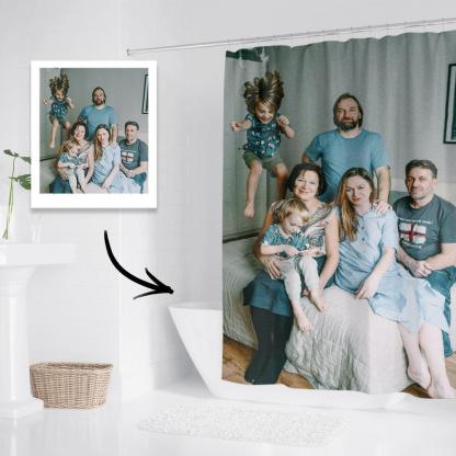 Custom Photo Shower Curtain Personalized Polyester Waterproof Backdrop - 6 Sizes-Blongser
