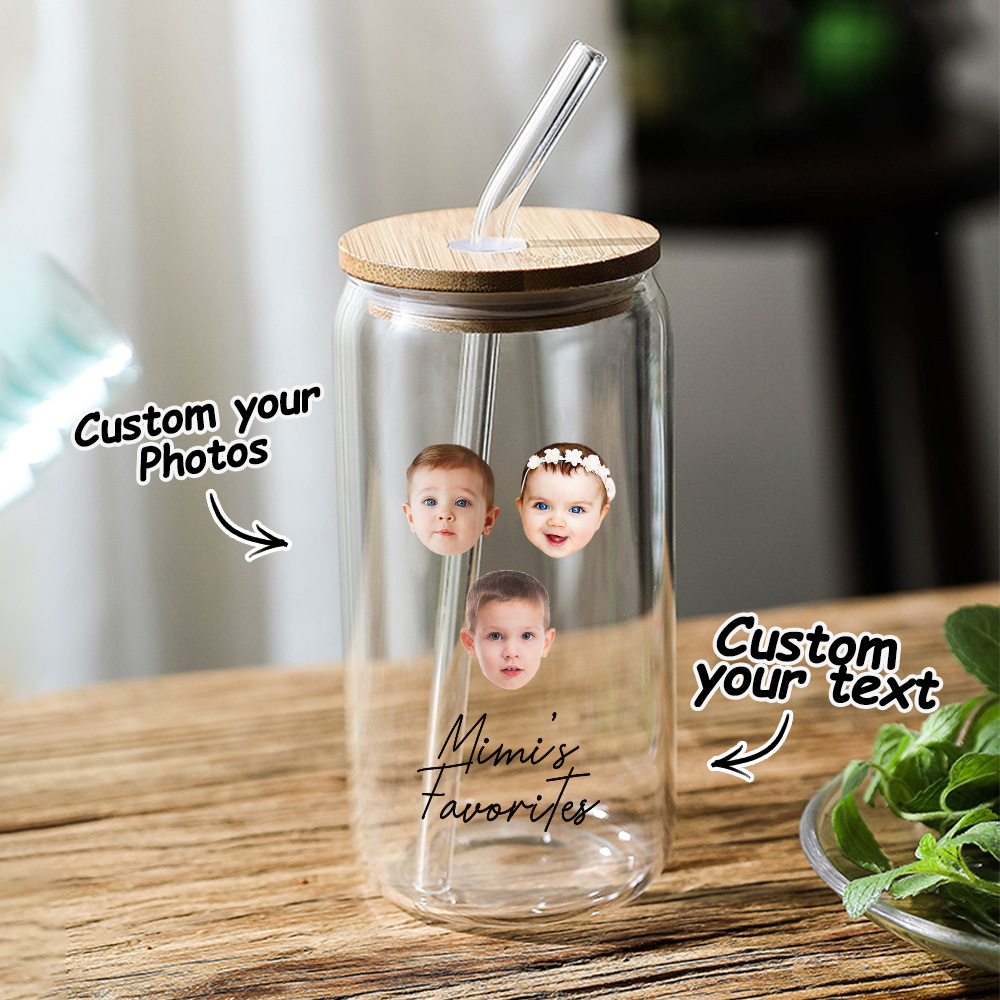 Personalized Face Tumbler Custom Glass Tumbler Glass Can Face Cup Gifts for Grandma-Blongser