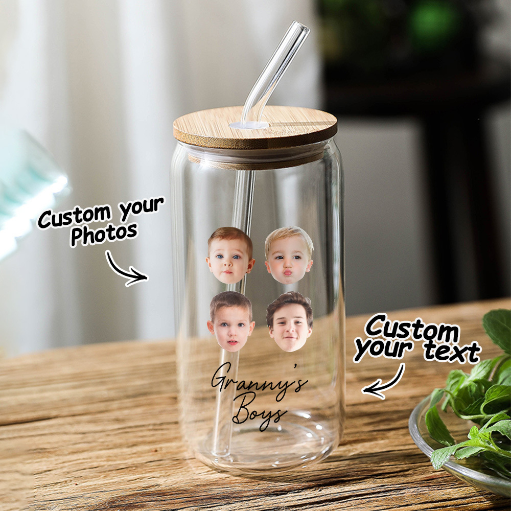 Personalized Face Tumbler Custom Glass Tumbler Glass Can Face Cup Gifts for Grandma-Blongser