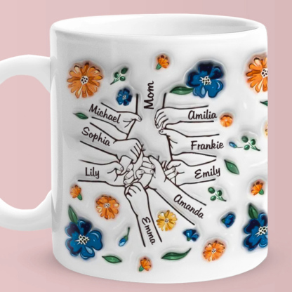 Hold My Hand Hold My Heart Family Personalized Custom 3D Inflated Effect Printed Mug - Perfect Mother's Day Gift For Mom and Grandma-Blongser