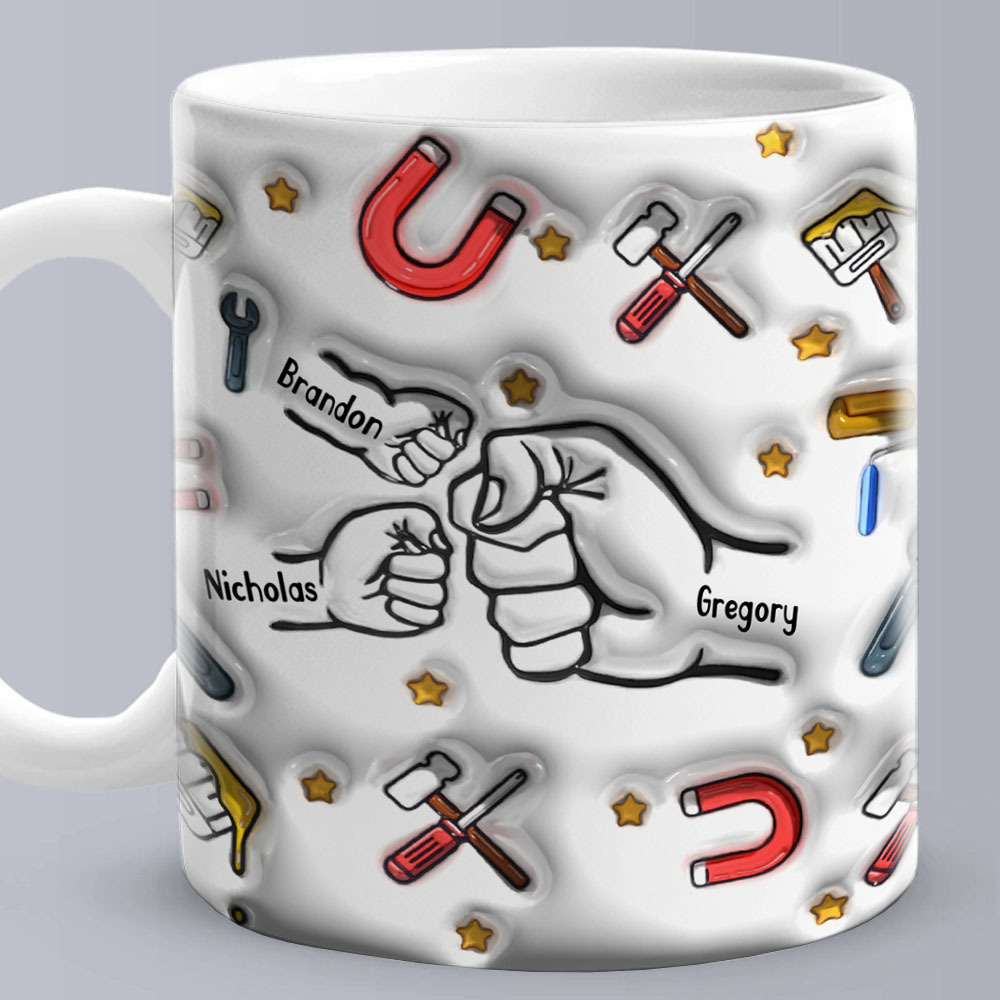 Personalized Fist Bump Mug for Papa - Custom 3D Inflated Design - Father's Day Gift-Blongser