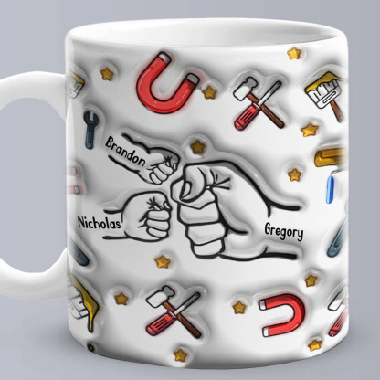 Personalized Fist Bump Mug for Papa - Custom 3D Inflated Design - Father's Day Gift-Blongser