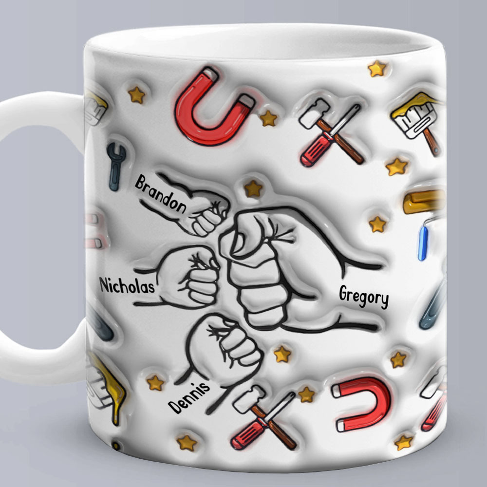 Personalized Fist Bump Mug for Papa - Custom 3D Inflated Design - Father's Day Gift-Blongser