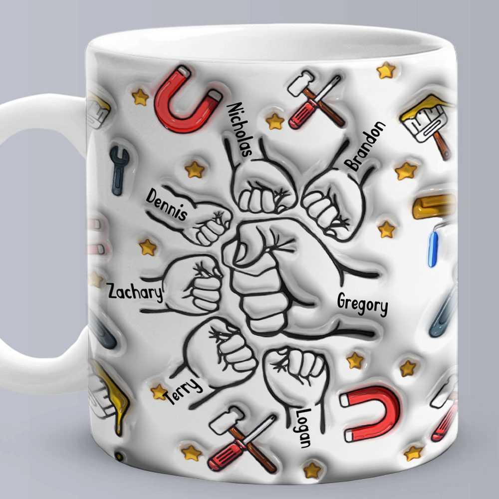 Personalized Fist Bump Mug for Papa - Custom 3D Inflated Design - Father's Day Gift-Blongser