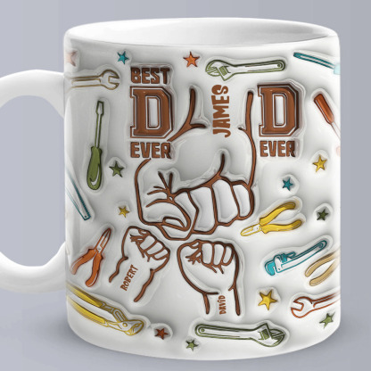 Personalized Names Custom 1-6 Kids 3D Inflated Effect Printed Mug - Perfect Father's Day Gift-Blongser