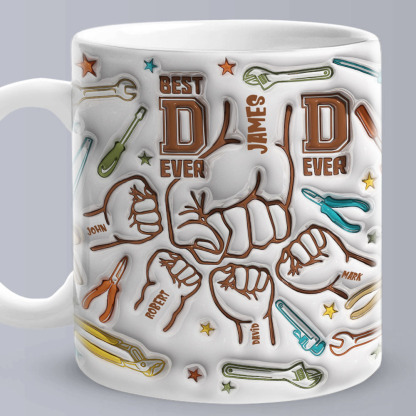 Personalized Names Custom 1-6 Kids 3D Inflated Effect Printed Mug - Perfect Father's Day Gift-Blongser
