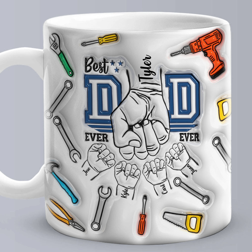 Personalized Names 3D Inflated Effect Printed Mug - Custom Father's Day Gift-Blongser