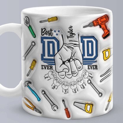 Personalized Names 3D Inflated Effect Printed Mug - Custom Father's Day Gift-Blongser