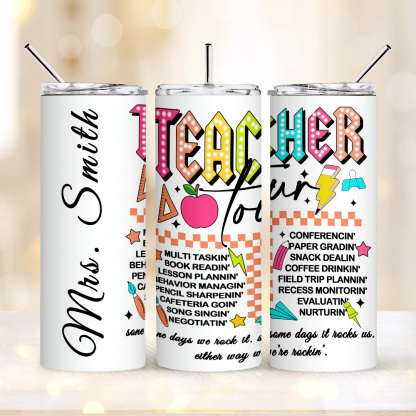 Personalized 20oz Skinny Tumbler with Straw Back to School Appreciation Gift for Teacher-Blongser