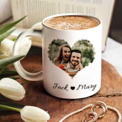 Personalized Couple Heart Custom Photo Mug-Blongser