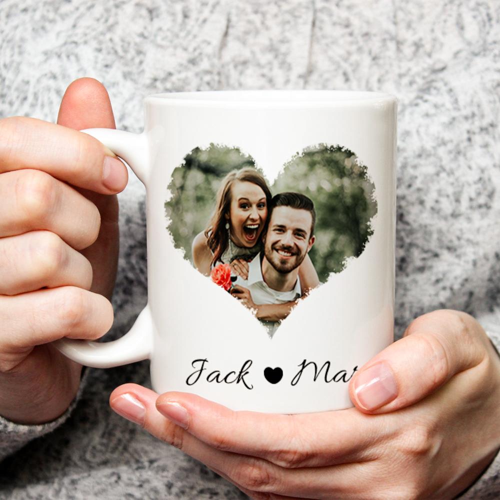 Personalized Couple Heart Custom Photo Mug-Blongser