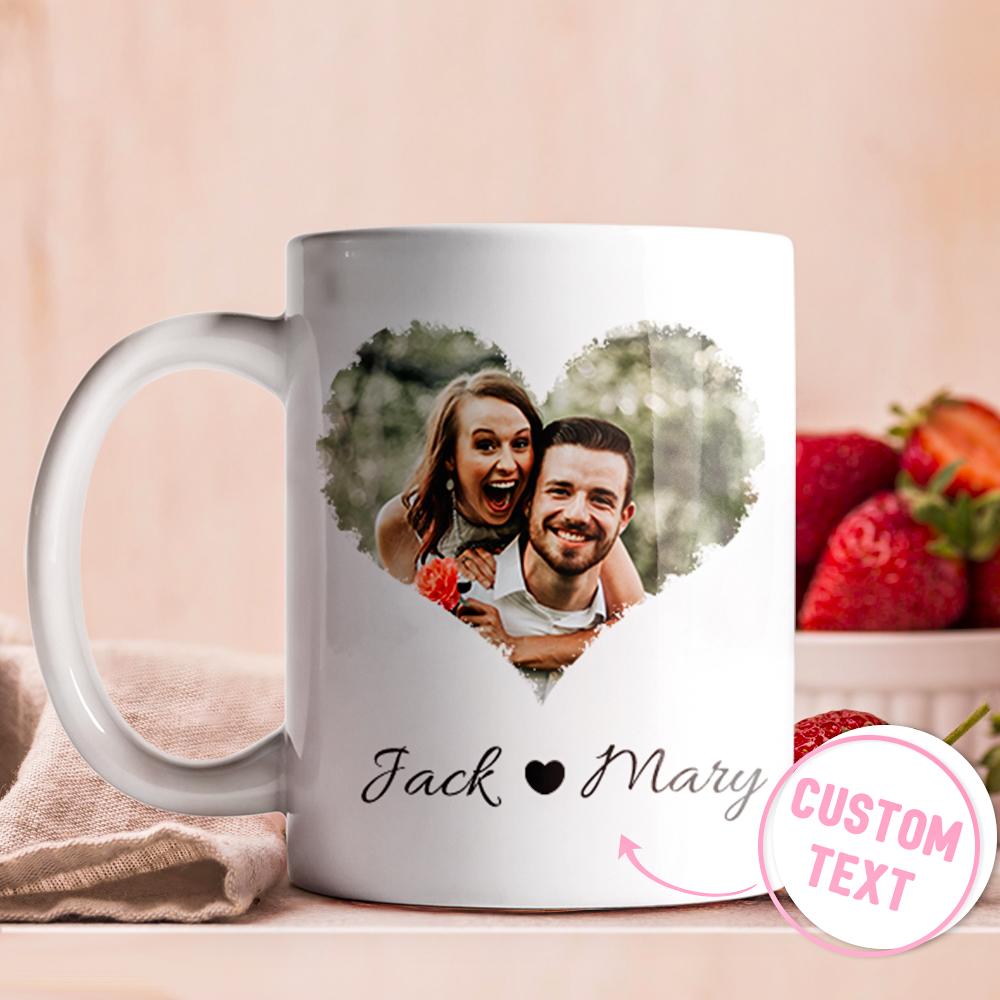 Personalized Couple Heart Custom Photo Mug-Blongser