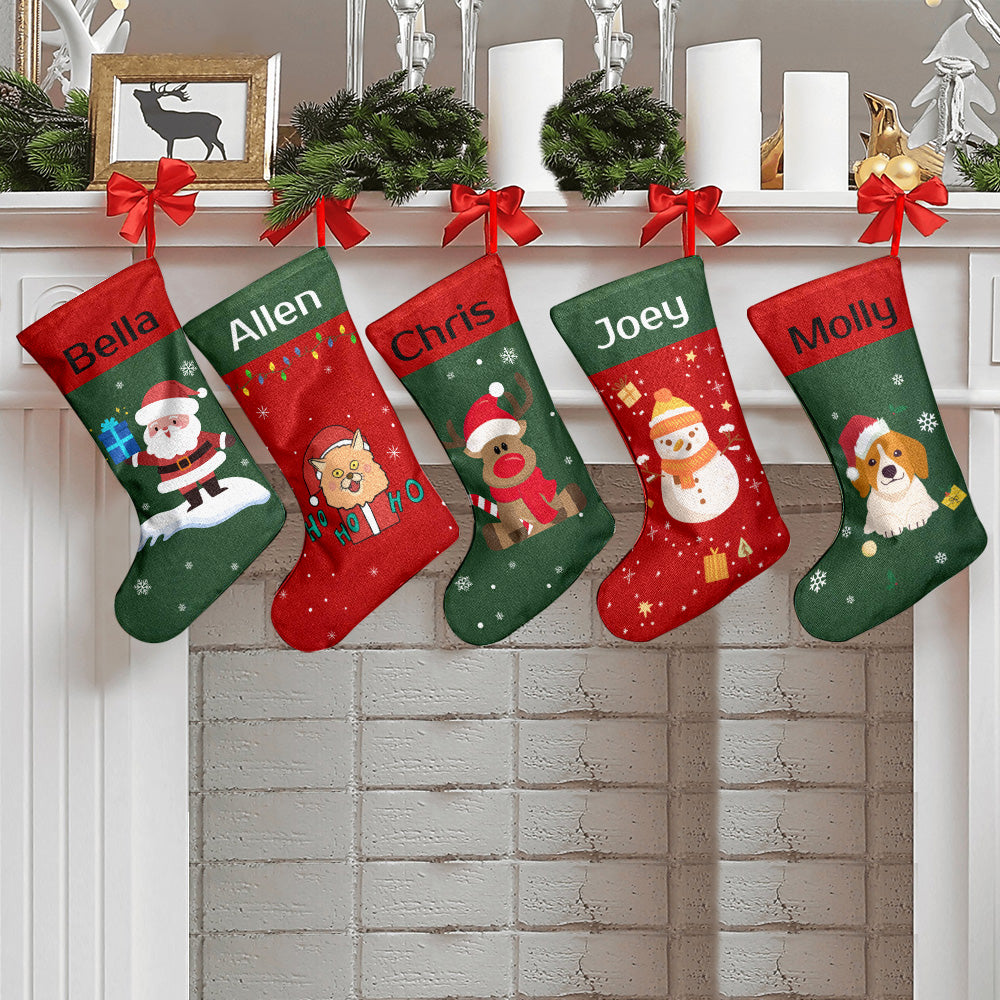 Personalised Christmas Stocking - Ballantines Font - Custom Name Stocking Christmas Gift For Family-Blongser