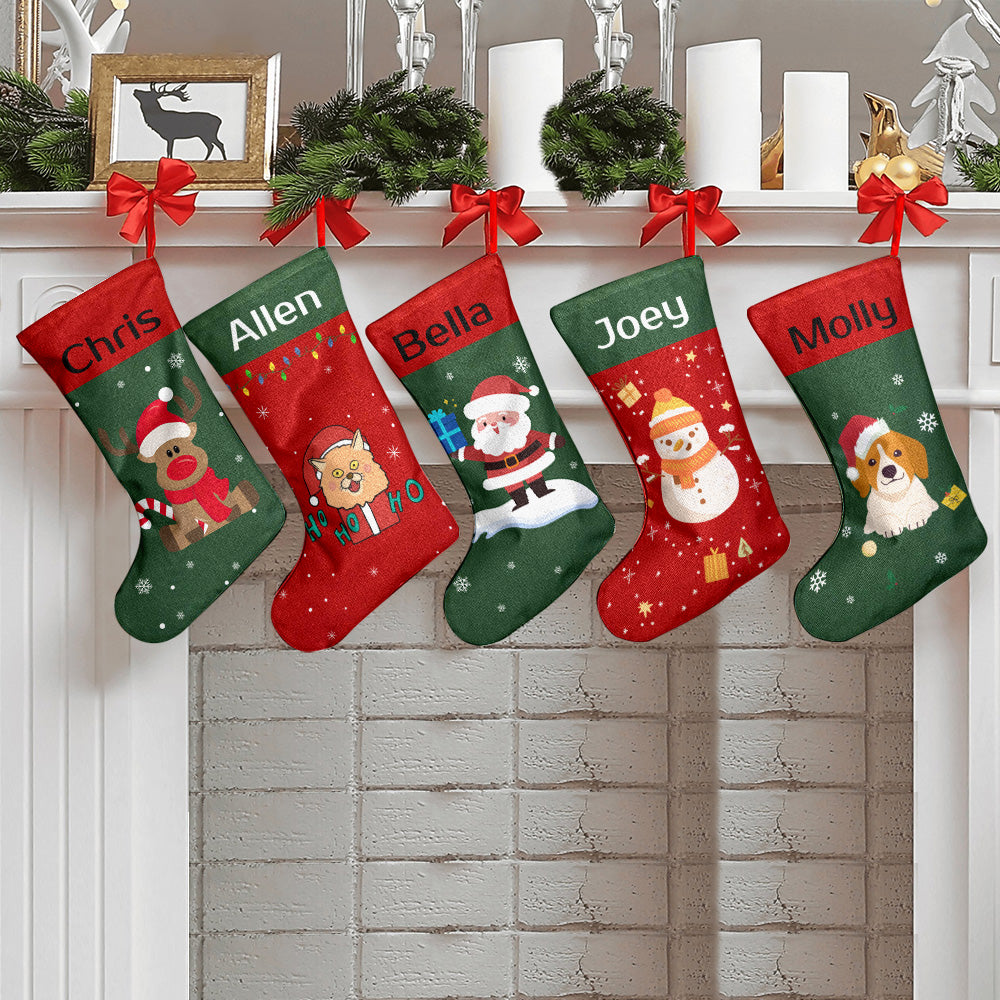 Personalised Christmas Stocking - Ballantines Font - Custom Name Stocking Christmas Gift For Family-Blongser