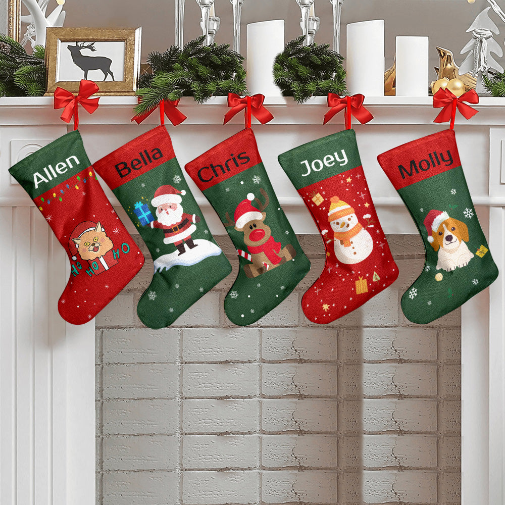 Personalised Christmas Stocking - Ballantines Font - Custom Name Stocking Christmas Gift For Family-Blongser