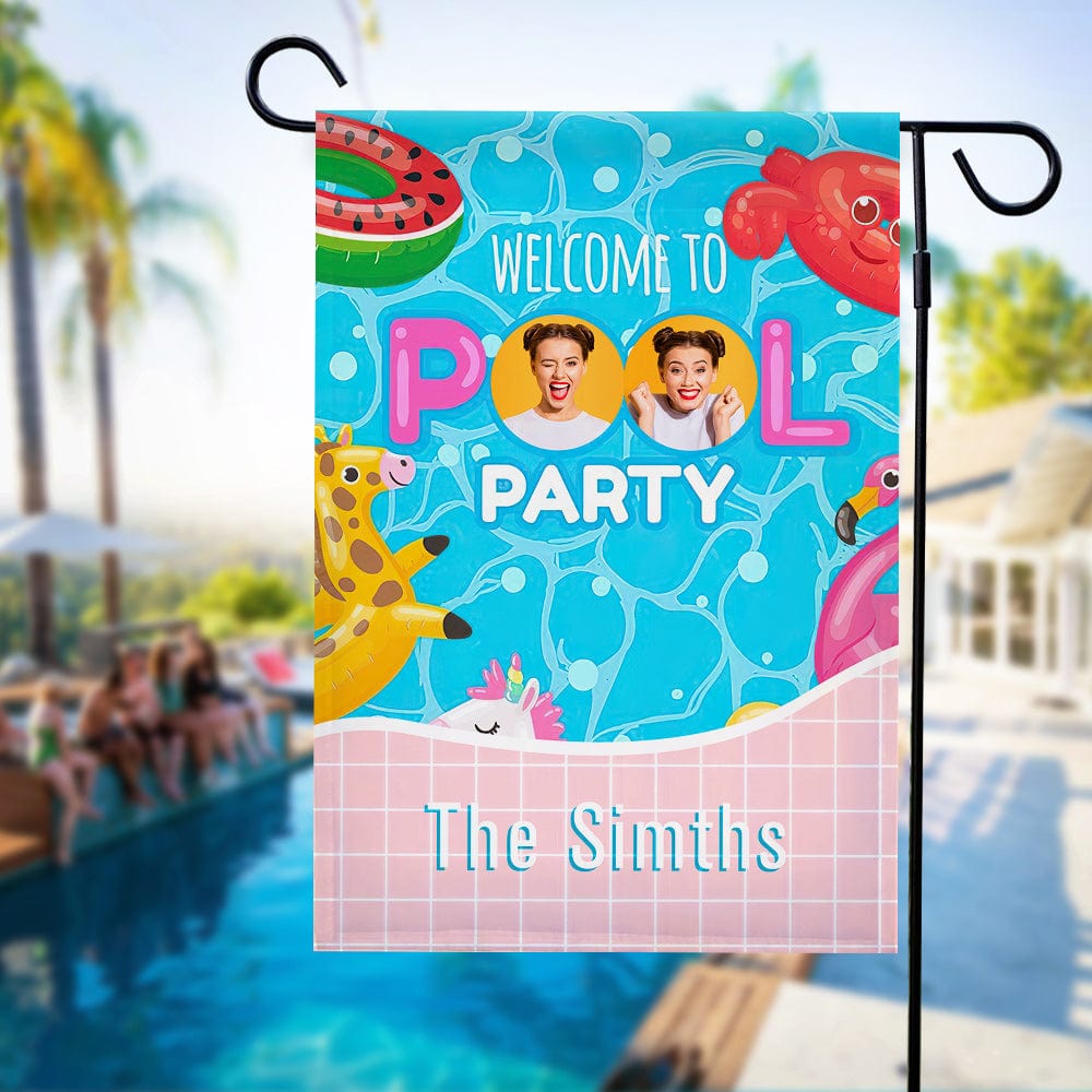 Welcome Sign Garden Flag Personalized Garden Flag for Pool Party-Blongser