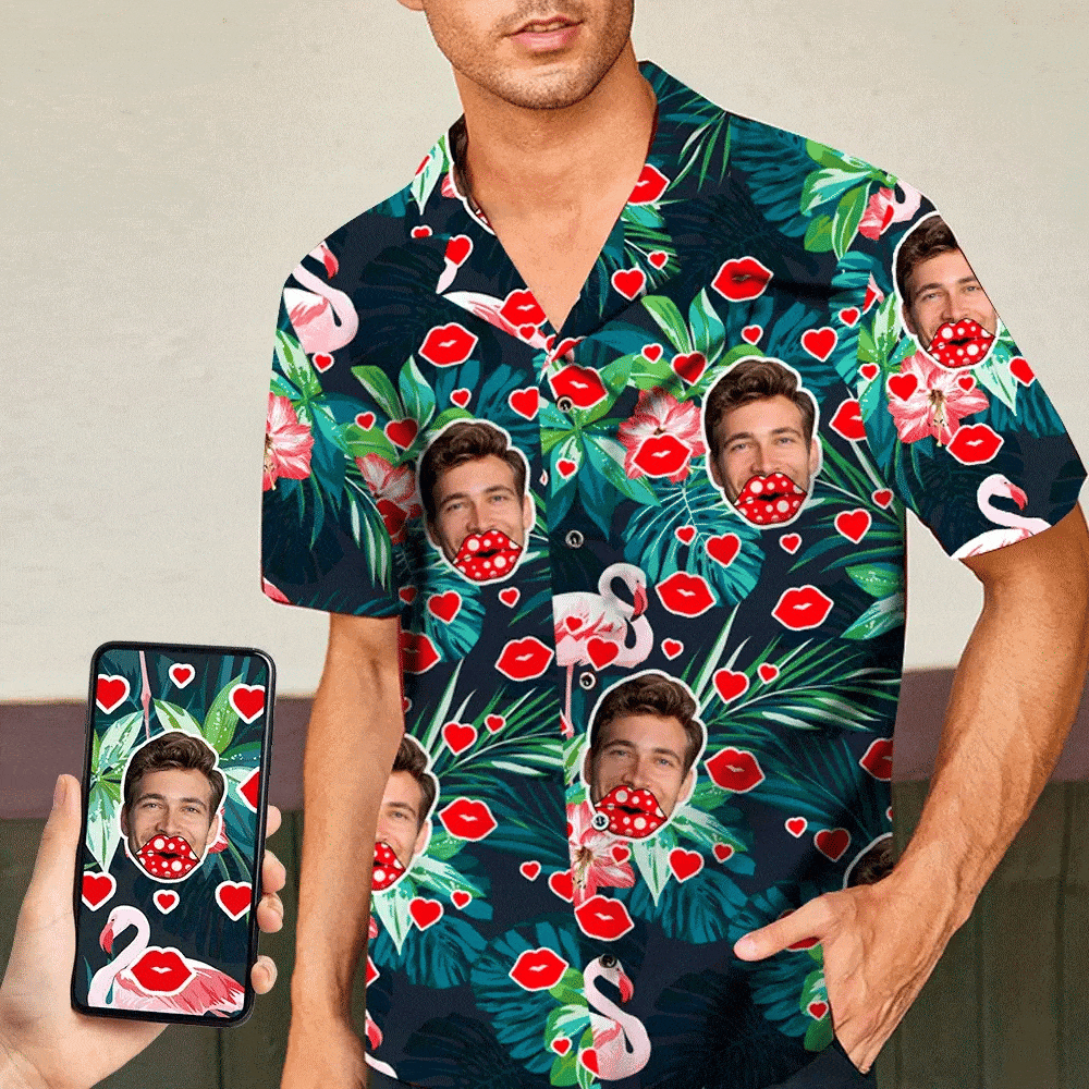 Personalized Hawaiian Shirt Custom Face Flamingo Floral Beach Shirt-Blongser
