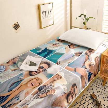 Custom Photo Collage Bedding Personalized Bedding Duvet Cover Single Bed Sheet Gifts-Blongser