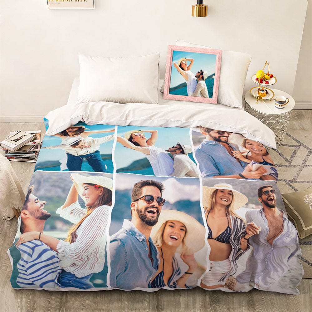 Custom Photo Collage Bedding Personalized Bedding Duvet Cover Double Bed Sheet Gifts-Blongser