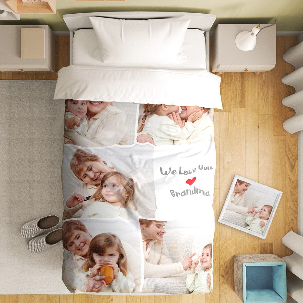 Custom Photo Collage Bedding Personalized Bedding Duvet Cover Single Bed Sheet Gifts-Blongser