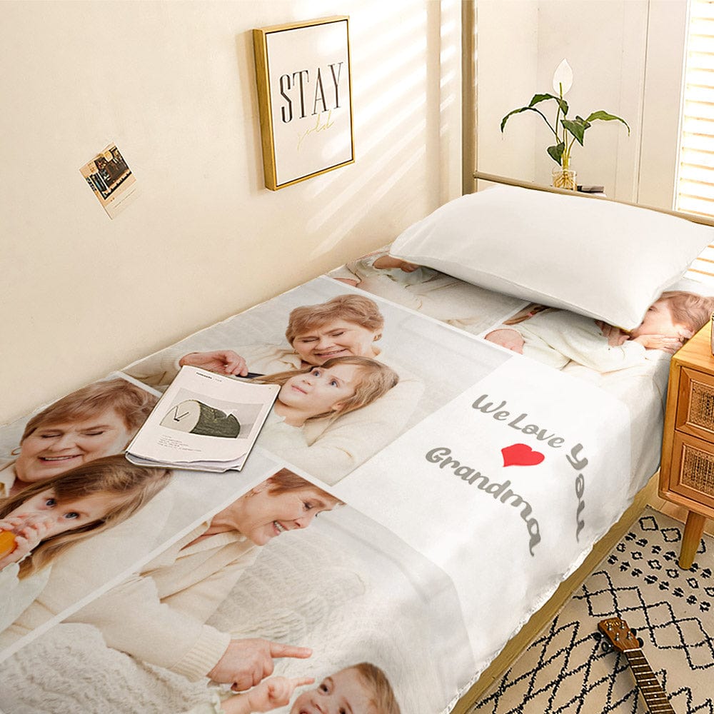 Custom Photo Collage Bedding Personalized Bedding Duvet Cover Single Bed Sheet Gifts-Blongser