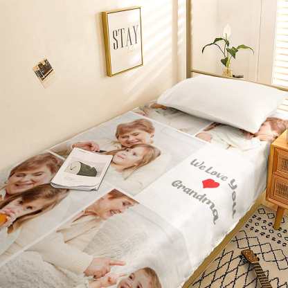 Custom Photo Collage Bedding Personalized Bedding Duvet Cover Single Bed Sheet Gifts-Blongser