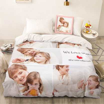 Custom Photo Collage Bedding Personalized Bedding Duvet Cover Double Bed Sheet Gifts-Blongser