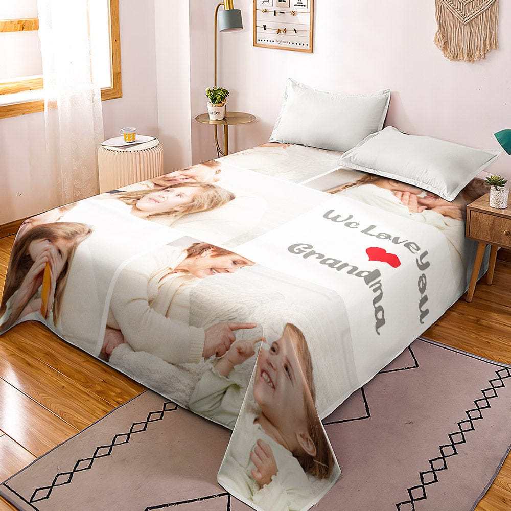Custom Photo Collage Bedding Personalized Bedding Duvet Cover Double Bed Sheet Gifts-Blongser