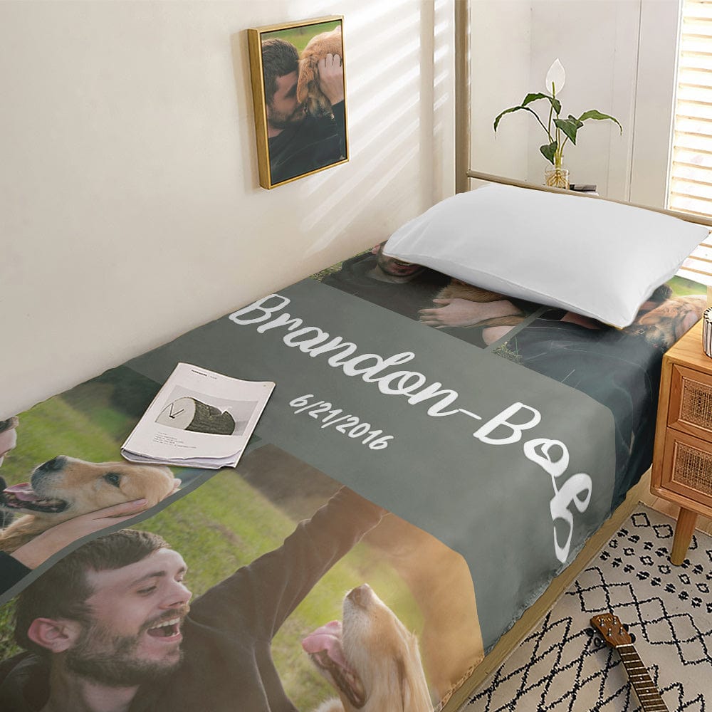 Personalized Photo Collage Bedding Custom Bedding Duvet Cover Single Bed Sheet Gifts-Blongser