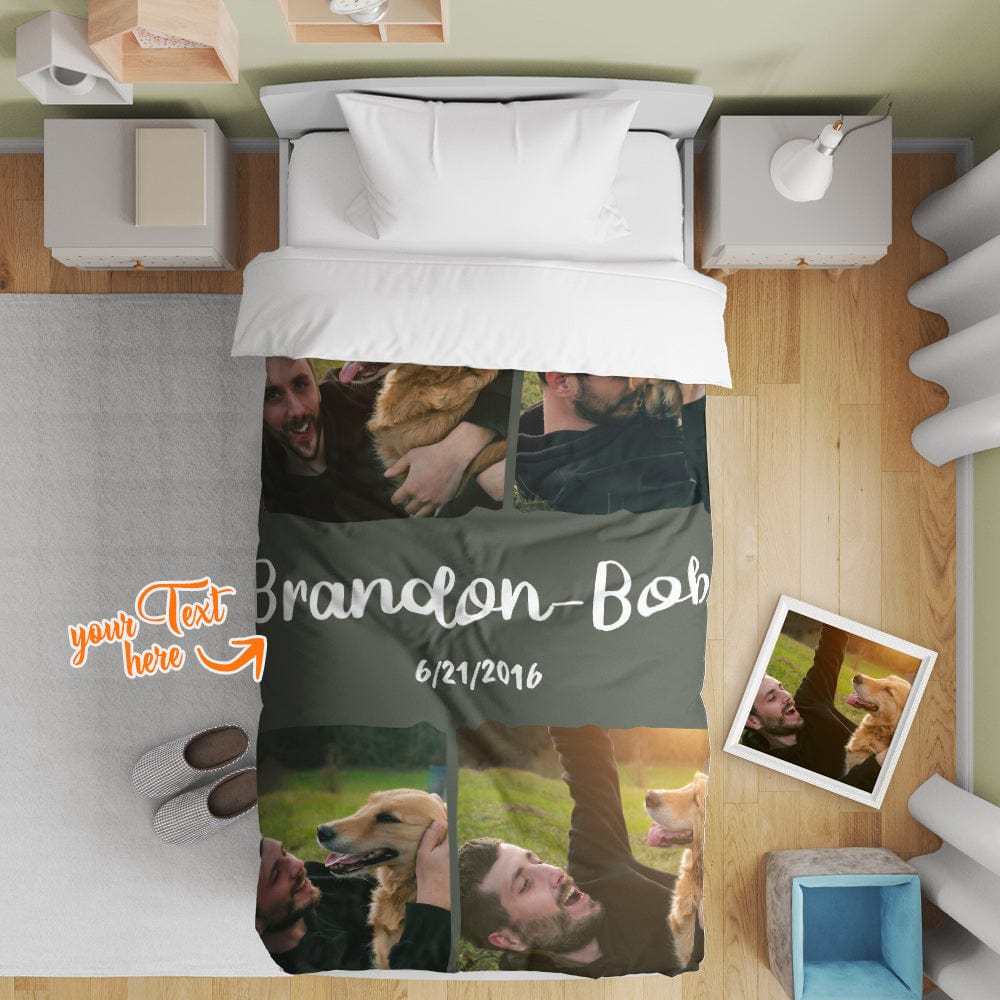 Personalized Photo Collage Bedding Custom Bedding Duvet Cover Single Bed Sheet Gifts-Blongser
