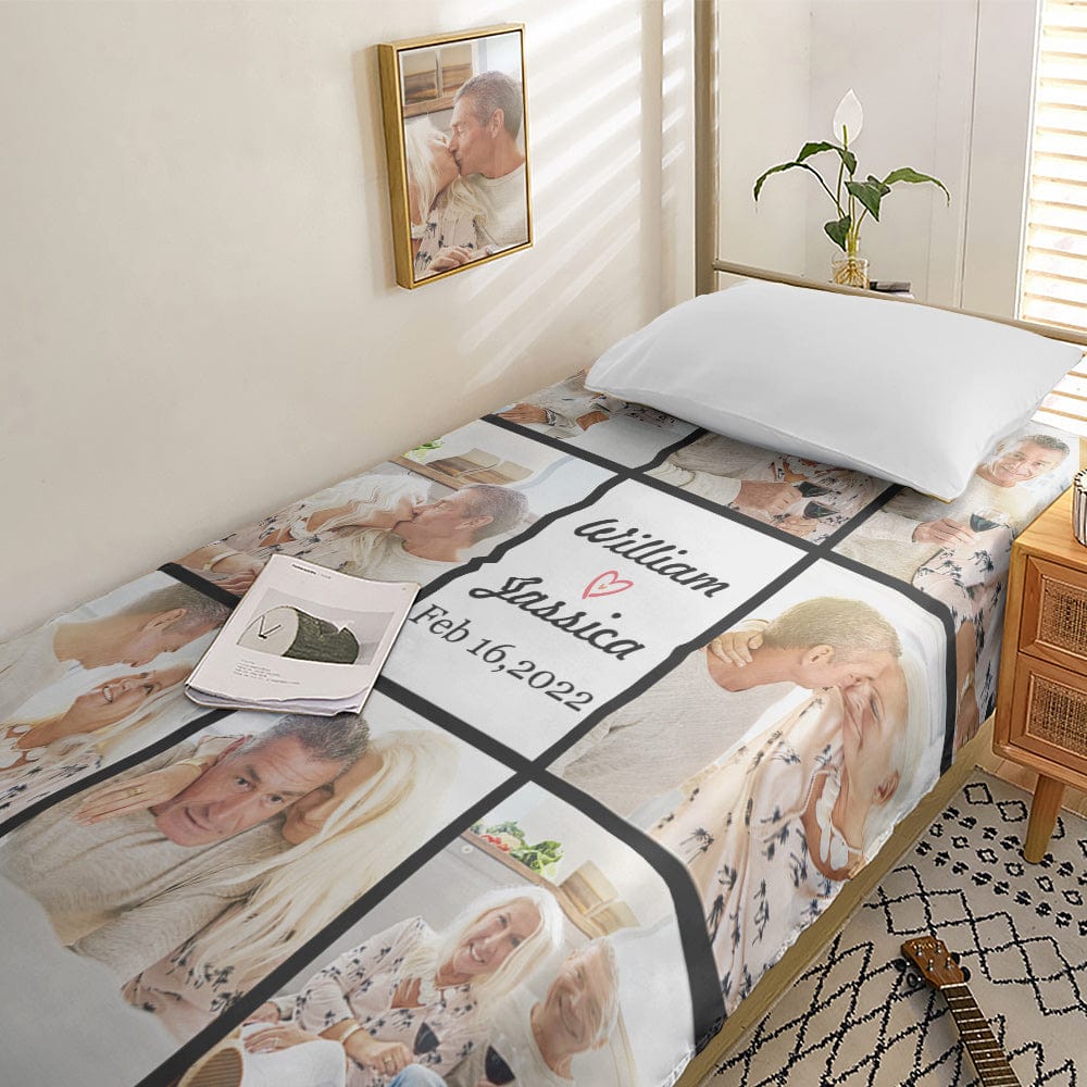 Personalized Photo Collage Bedding Custom Bedding Duvet Cover Single Bed Sheet Gifts-Blongser