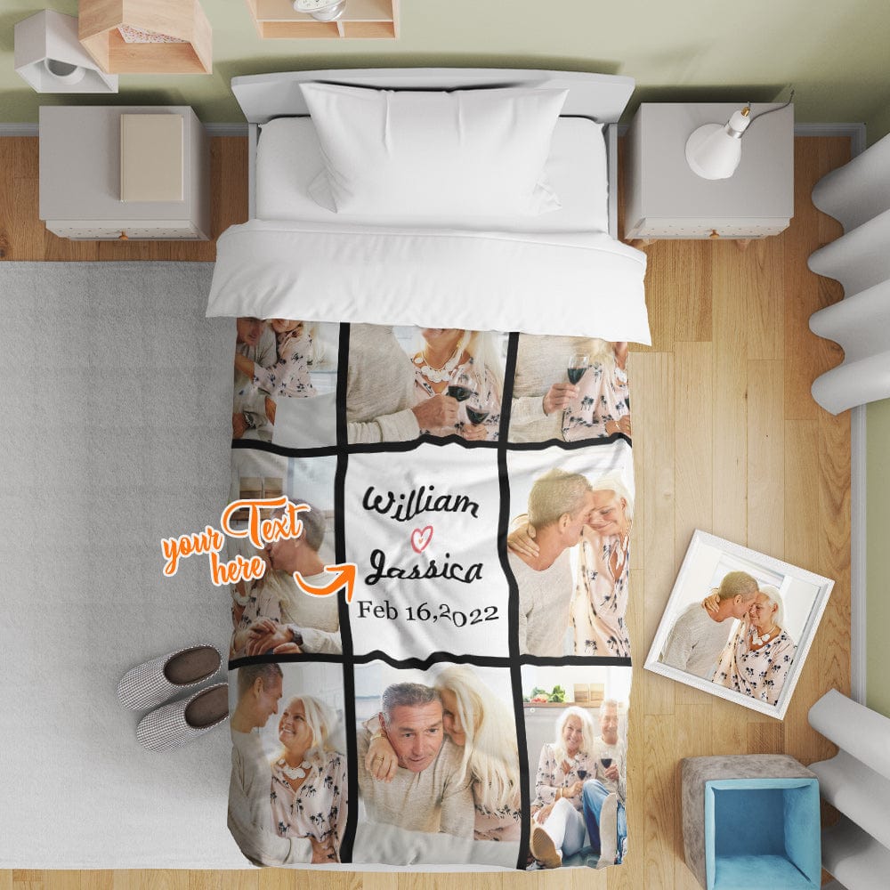 Personalized Photo Collage Bedding Custom Bedding Duvet Cover Single Bed Sheet Gifts-Blongser