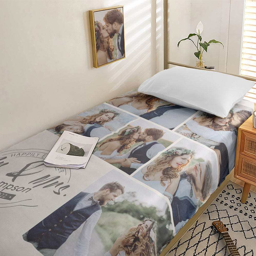 Personalized Photo Collage Bedding Custom Bedding Duvet Cover Single Bed Sheet Gifts-Blongser