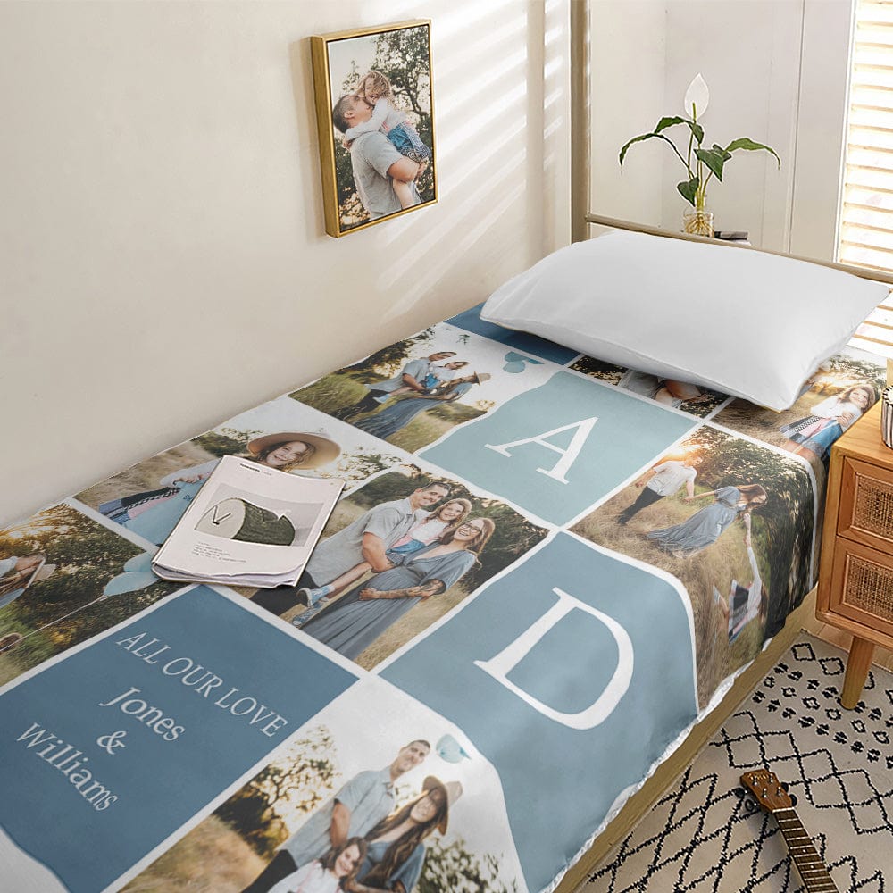 Personalized Photo Collage Bedding Custom Bedding Duvet Cover Single Bed Sheet Gifts-Blongser