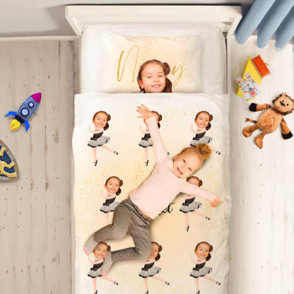 Custom Photo Engraved Quilt Cover Text Pillowcase Dancer Pattern Children's Gift-Blongser
