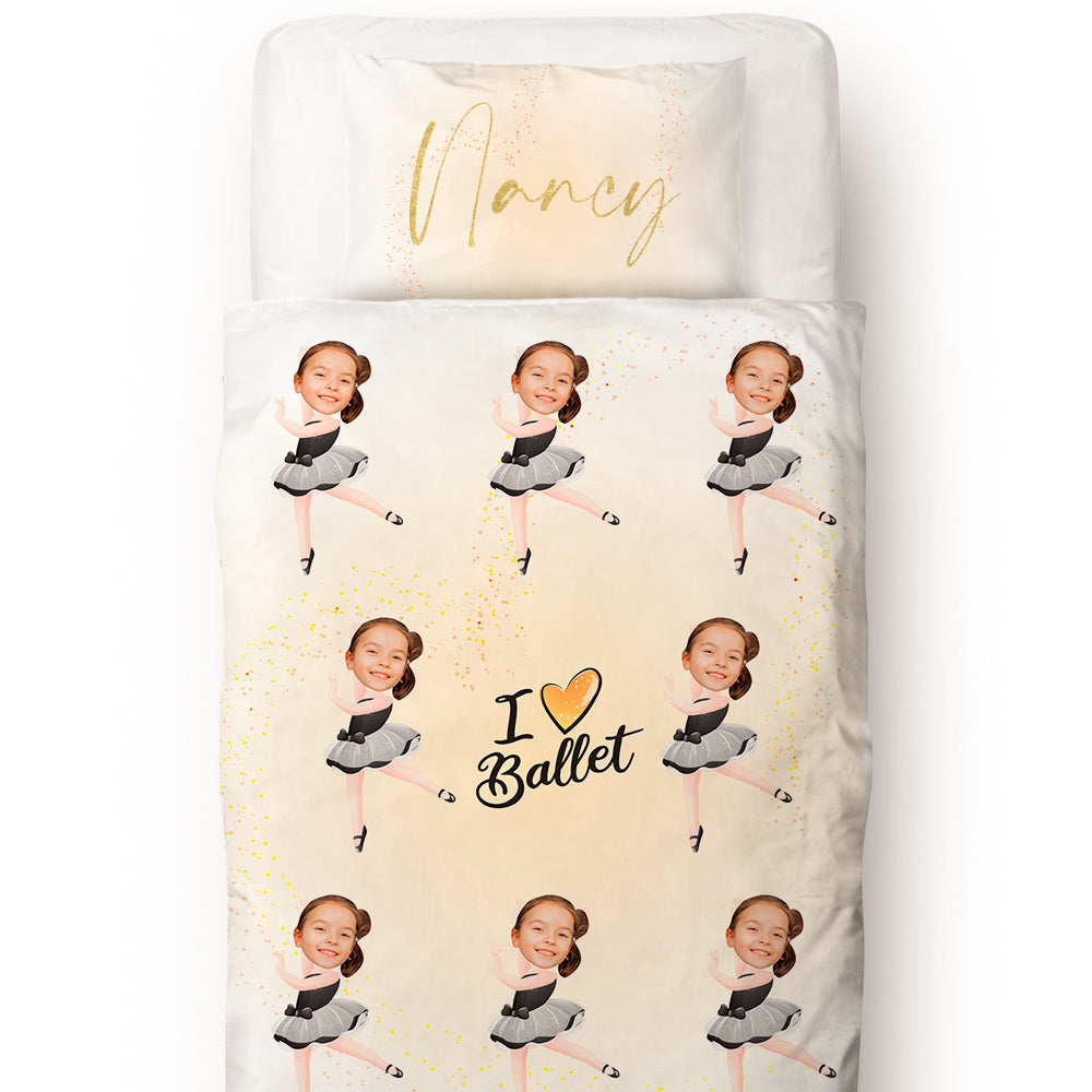 Custom Photo Engraved Quilt Cover Text Pillowcase Dancer Pattern Children's Gift-Blongser