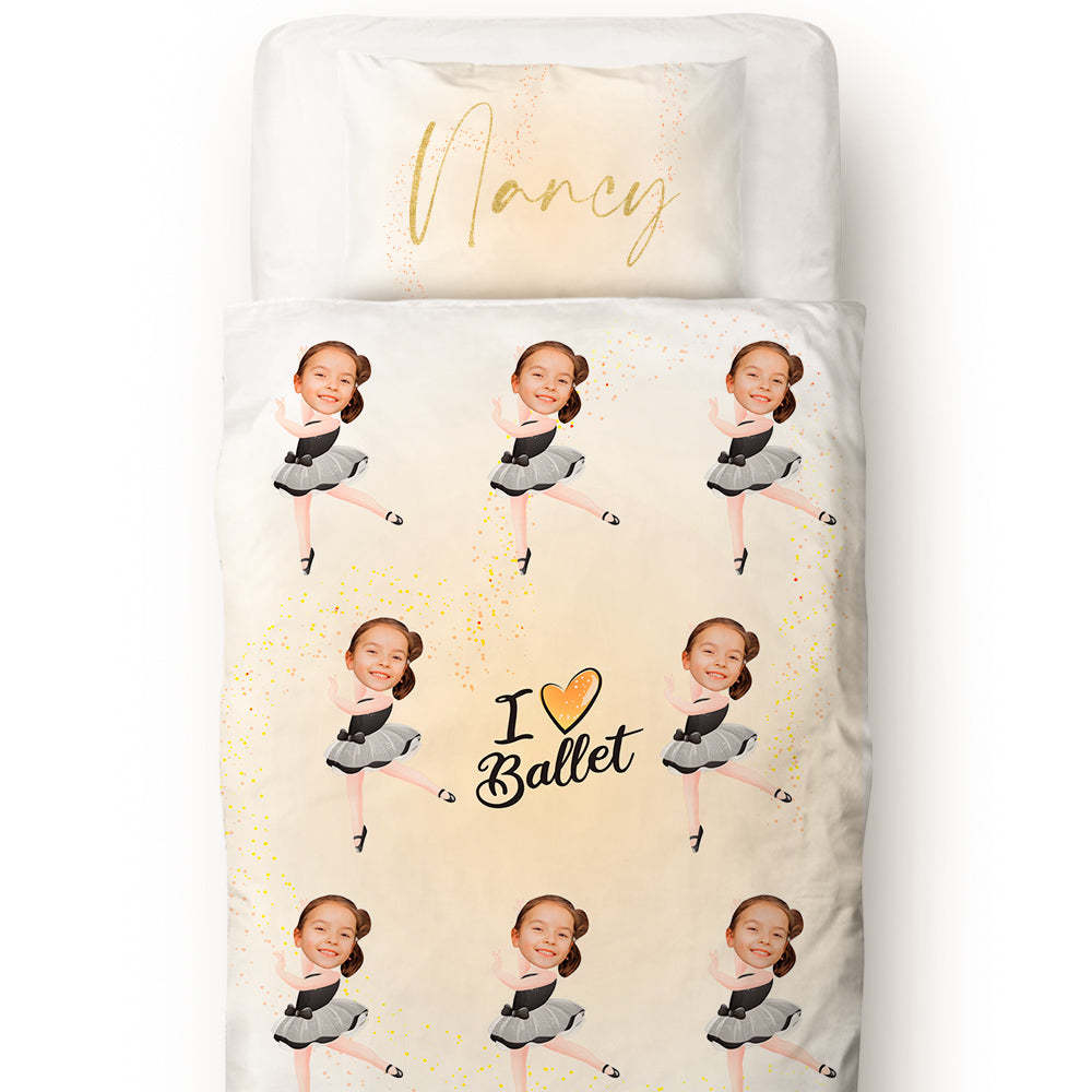 Custom Photo Engraved Quilt Cover Text Pillowcase Dancer Pattern Children's Gift-Blongser