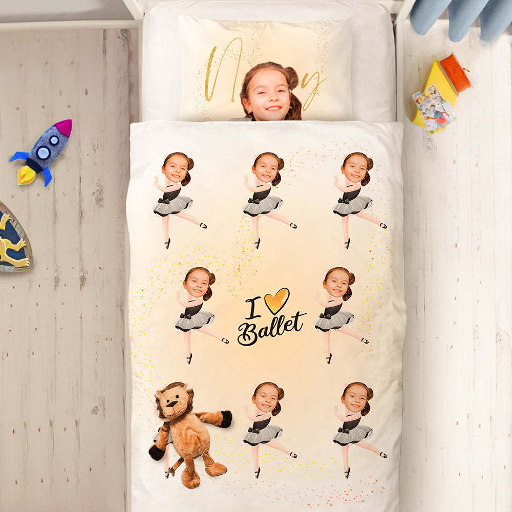 Custom Photo Engraved Quilt Cover Text Pillowcase Dancer Pattern Children's Gift-Blongser